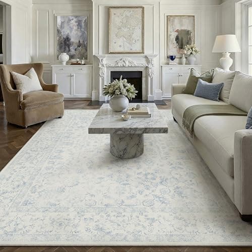 Image of PureCozy Rugs Living Room 200x300 cm Large Vintage Washable Non Slip Area Rugs Retro Green Lightweight Carpet for Bedroom Dining Room Hall Lounge Office Indoor Home Decor