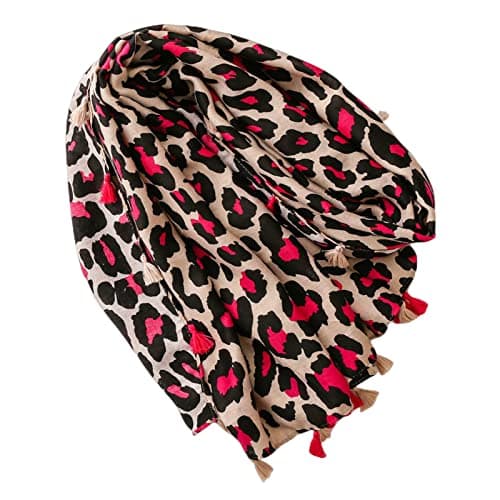 Image of FAIRYGATE Scarves for Women Soft Tassel Scarfs Ladies Shawl Pretty Oversized Leopard Print Wrap 58012