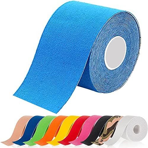 Image of ATETEO Kinesiology Sports 5m x (2.5/3.8/5/7.5) cm Roll of Elastic Muscle Support Tape for Exercise &Injury Recovery, F-White, S: 5mX2.5cm