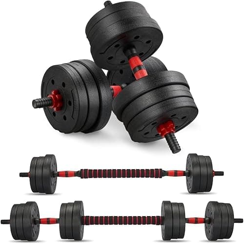 Image of 20kg 30kg Adjustable Dumbbells Set - Free Weights Dumbbell Handle Bars Pair - Excellent for Weight Lifting Body Building Home Gym Training Equipment Barbell Bench Press Exercise (10KG)