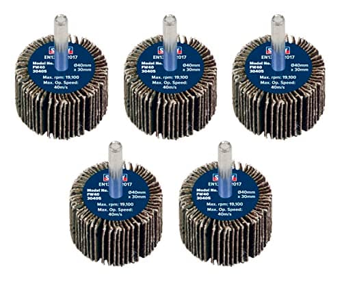Image of Sealey Ø40 x 30mm Abrasive Flap Wheel Ø6mm Shaft 40Grit - Pack of 5 FW4030405