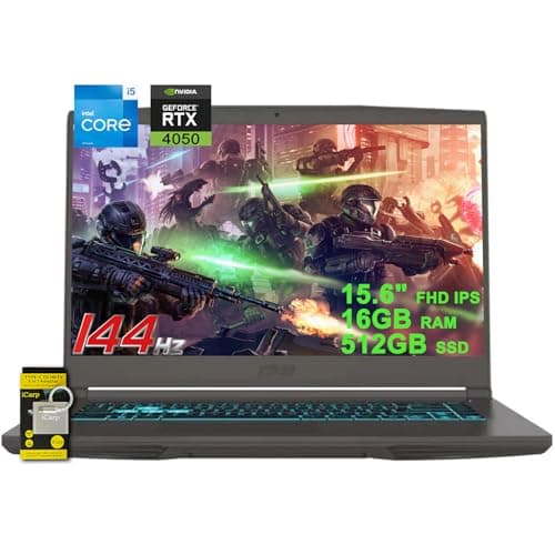 Image of MSI Thin 15 Gaming Laptop 15.6" FHD IPS 144Hz Intel Octa-core i5-13420H (Beats i7-11800H) 16GB RAM 512GB SSD GeForce RTX 4050 Backlit USB-C Win11 w/ICP Accessory