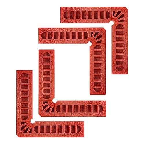 Image of sourcing map 4pcs 90 Degree Positioning Squares 4"x4" (100x100mm) Right Angle Corner Clamps Woodworking Tools for Cabinets Picture Frames and Boxes, Red