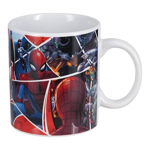 Image of Paladone Spiderman Comic Book XL Mug - Officially Licensed Marvel Ceramic Coffee Cup with Comic Book Collage Design, Microwave & Dishwasher Safe, 550 ml (18.6 fl oz)