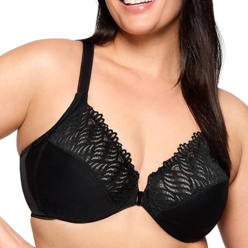 Image of Glamorise Front-Closure T-Back Wonderwire Underwire Bra 1246 (Women's & Women's Plus) Black