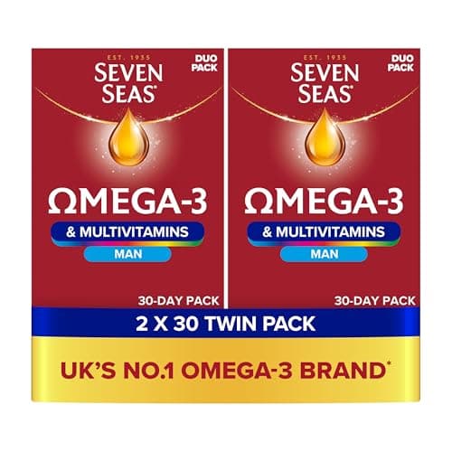 Image of Seven Seas Omega-3 & Multivitamins Man, with B Vitamins and Magnesium, 60 Omega-3 Capsules + 60 Multivitamins Tablets, 2 Months Supply (2X 30 Days Twin Pack)