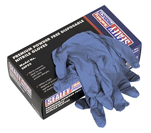 Image of Sealey SSP55L Premium Powder Free Disposable Nitrile Gloves Large Pack of 100
