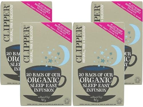 Image of Clipper Organic Sleep Easy Herbal Tea, 20 Tea Bags, Naturally Caffeine-Free Bedtime Tea, Plastic-Free Plant-Based Teabags, Organic & Vegan,(Pack of 4) from SuperfoodUK