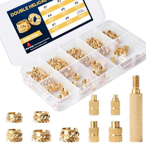 Image of RAYTRUST 206PCS Threaded Inserts for Plastic, Metric M2 M3 M4 M5 M6 Heat Set Inserts Assortment Kit with Soldering Iron Tips & Adapter, Spiral Knurled Brass Nut for 3D Printing Projects