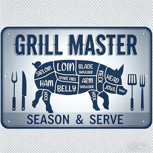 Image of BBQ Zone Pork Butcher Cuts Metal Tin Sign, 8x12 Inch Vintage Barbecue Wall Art Decor, Rustic Outdoor Plaque for Garden Patio, Gift for BBQ Lovers & Grill Masters (06)