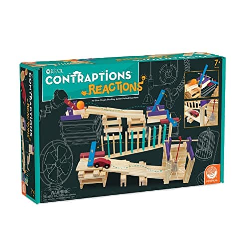 Image of MindWare KEVA Contraptions Reactions Planks Building Toy - 178 KEVA Building Planks (191 Piece Set) - Free-Form Wood Building Set for Kids to Create Their Own Ball Maze – Ages 7 & Up
