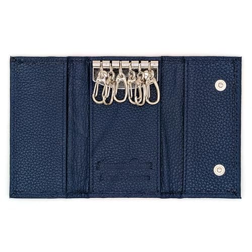 Image of Ashford Ridge Real Leather Key Case Holder Wallet for Men and Women - Navy