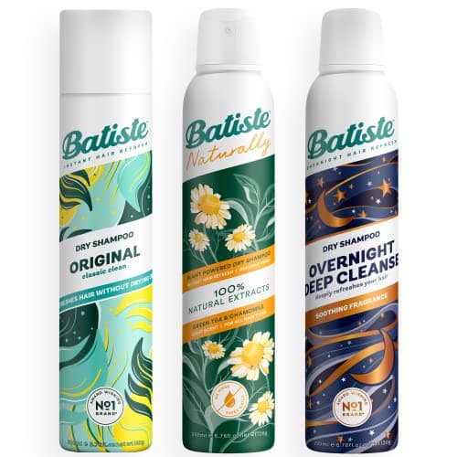 Image of Batiste OG's Dry Shampoo Bundle - 3-Pack Dry Shampoo Variety Bundle for Day and Night Hair Care: Original, Naturally, and Overnight Deep Cleanse - 3 x 200ml
