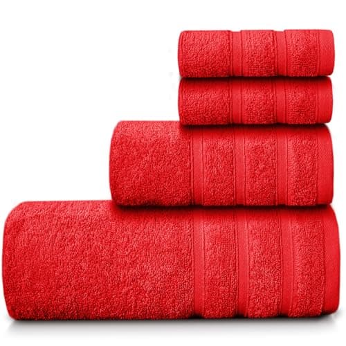 Image of Casabella Luxury 100% Egyptian Cotton Towel Bale - 8 Pieces - 550 Gsm Xlarge Sizes_Red_4 Pieces Set