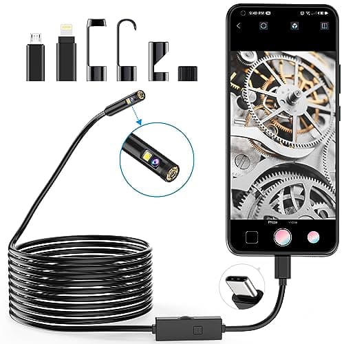 Image of Lightswim 1920P Dual Lens Endoscope Snake Inspection Camera, Type C Borescope, Scope Camera with 8 LED Lights for Android and iOS Smartphone, iPhone, iPad, Samsung (16.5 FT/5M)