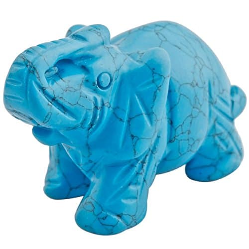 Image of mookaitedecor Blue Howlite Turquoise Elephant Ornament Figurine,Healing Crystal Energy Gemstone Reiki Statue Home Decor,1.5 Inches