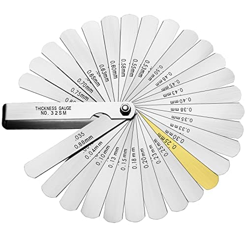 Image of Spurtar Feeler Gauges Stainless Steel 32 Blades 0.04-0.88 mm (0.0015-0.035 Inch) Feeler Gauge Metric/Imperial for Measuring Gap Width Thickness for Guitar, Spark Plug, Valve, Piston Measure