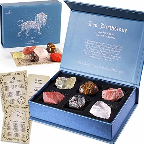 Image of Faivykyd Leo Birthday Crystals Set, Natural Healing Crystals for Women, Astrology Zodiac Sign Stones for Healing, Spiritual Gift for Women Men Friends