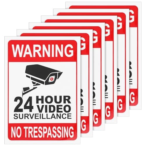 Image of 6 Pcs CCTV Sign, Self Adhesive Vinyl CCTV in Operation Sign Stickers, 24 Hour Video Surveillance Warning Signs for Indoor & Outdoor Use to Secure Your Business Home Vehicle rtc