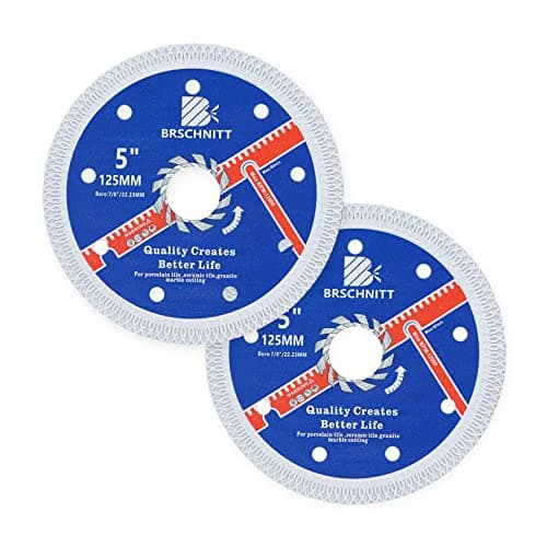 Image of Super Thin Diamond Porcelain Cutting Disc with X Teeth,BRSCHNITT 2pcs 125mm x Arbor 22.23mm Diamond Disc for Dry/Wet Cutting Porcelain Tile Ceramic Marble Granite