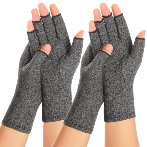 Image of SUPERFA 2 Pairs Compression Gloves for Women and Men, Bamboo Arthritis Fingerless Gloves for Pain Relief