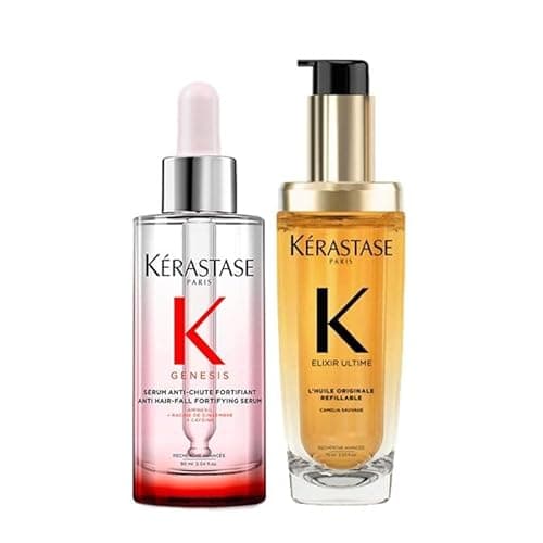 Image of Kérastase Elixir Ultime L'Huile Originale Hair Oil Refillable 75ml and Kérastase Genesis Serum Anti-Chute Fortifiant 90ml