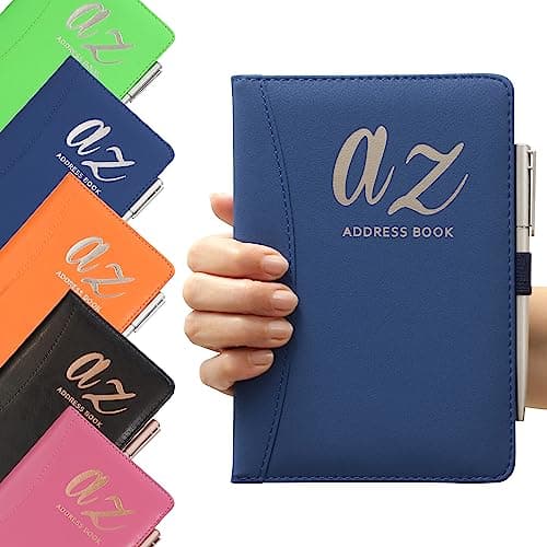 Image of Evelay A to Z Telephone Address Book A-Z Index Hard Back Cover with Pen A5 Address Book Home Office Work (Navy)