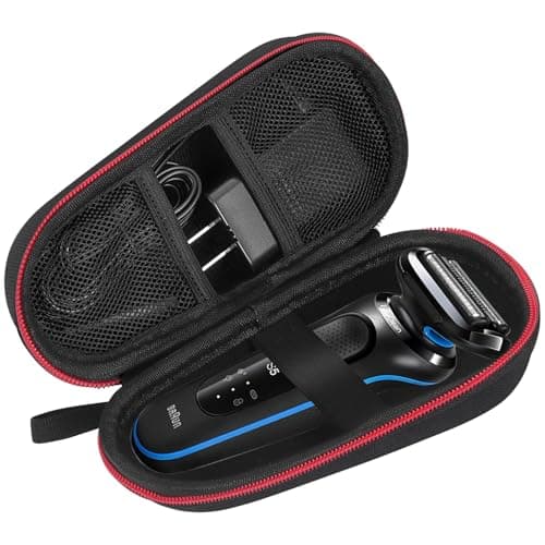 Image of 1Pack Razor case for Braun Series - 3s/5s/7s/9s,Braun Razors case for Men - Electric Shaver Storage Box Compatible with Men's Razor,Lightweight& Durable (red zipper)