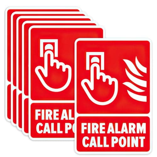 Image of 5 Pcs Fire Alarm Call Point Safety Sign, Self-Adhesive Fire Alarm Stickers 150 mm x 100 mm for Indoor Outdoor, Red