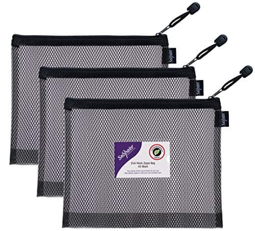 Image of Snopake A5 High Capacity Black EVA Mesh Zippa-Bag [Pack of 3] 255 x 205mm – Heavy Duty Bag with Hanging Loop and Business Card Holder [15880]