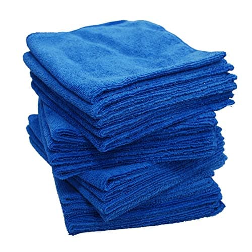 Image of 18PC Large Soft Absorbent Blue Microfibre Cleaning Cloths 38cm x 38cm for Polishing Dusting Cleaning Tasks
