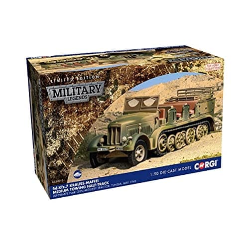 Image of Corgi Diecast Half-Track - CC60013 Sd;Kfz;7 Krauss-Maffei Medium Towing Half - German Military Metal Half-Track Toy Detailed Armored Vehicle - Die Cast World War II Models for Adults, Green