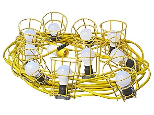 Image of Faithfull FPPSLFESTLED 10 110v LED Bulb Festoon Light Set on 22M Arctic Cable (plus 3M to plug)