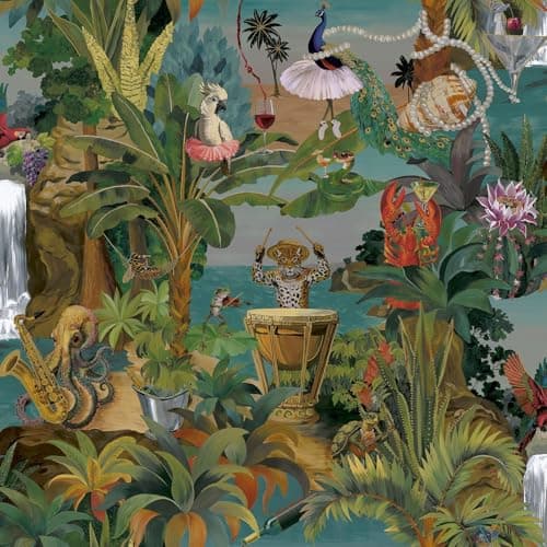 Image of Holden Odyssey Animal Beach Party Wallpaper - Quirky Multi-Coloured Wildlife Design - Fun Feature Wall for Kids Bedroom & Playroom (14350)