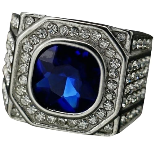 Image of Jpltlvy 316L Stainless Steel Full CZ Men's Ring 3D Colored Gemstone Design Modern Jewelry Gift