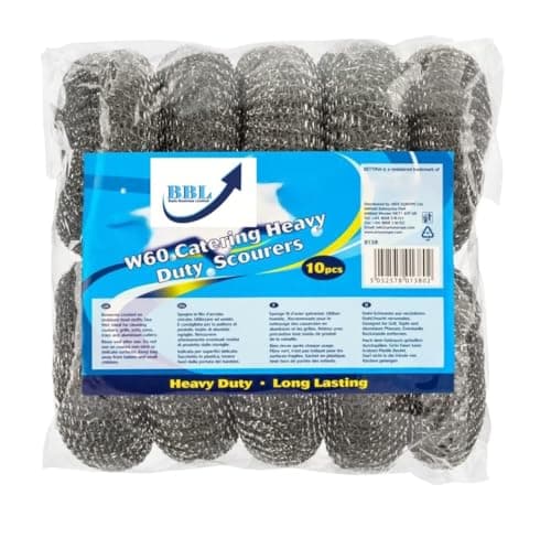 Image of 10pc Large Heavy Duty Galvanised steel heavy duty scourers, For Heavy Duty Catering Cleaning Supplies - Especially for Tough Cleaning