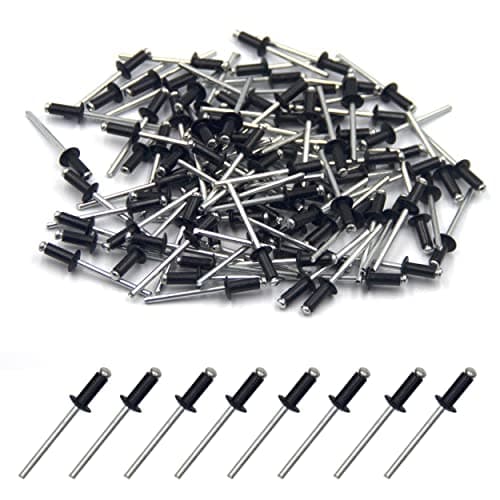 Image of BESTYCHAO 100pcs Aluminium Blind Rivet 4mm x 10mm, Open End Rivet Pop Rivet, Pack of 100 (Black)