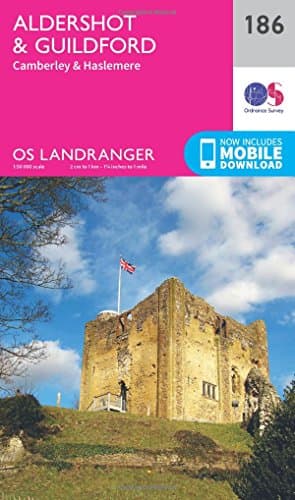 Image of Aldershot & Guildford Map | Camberley & Haslemere | Ordnance Survey | OS Landranger Map 186 | England | Walks | Cycling | Days Out | Maps | Adventure