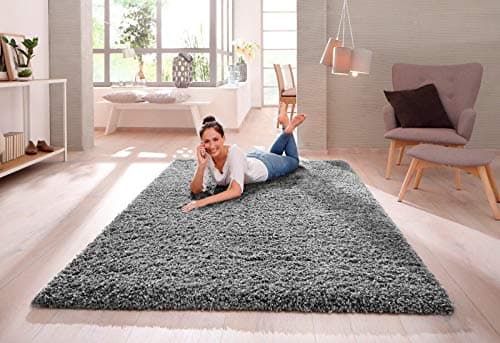 Image of SHAGGY RUG 30MM / 3cm Modern Rugs Living Room Extra Large Small Medium Rectangular Size Soft Touch Thick Pile Living Room Area Rugs Non Shedding (Grey, 120cm x 170cm (4ft x 6ft))