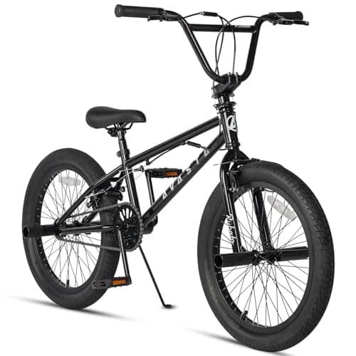 Image of AVASTA 20 Inch Freestyle BMX Bicycle Big Kids Teenager Bike for Age 6 7 8 9 10 11 12 13 14 Years Old Boys Girls Teen Youth Adult and Beginner-Level Rider with 4 Peg, 360 Degree Gyro, Black