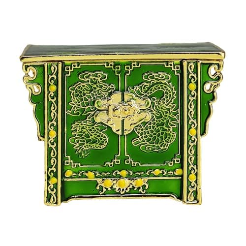 Image of Juanxian Fengshui Red Lucky Treasure Chest With Double Dragon Home Decorating Décor Harmony Balance Peace Chinese Fengshui Gift Green