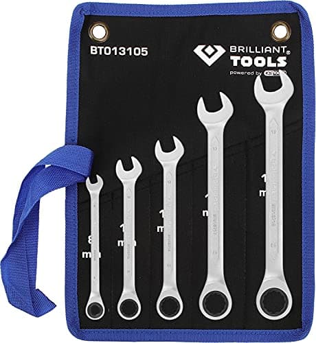 Image of BRILLIANT TOOLS BT013105 Ratchet Ring Spanner Set, 5 Pieces, 8-19 mm [Powered by KS Tools]