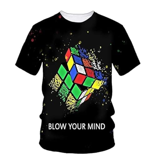 Image of JIFENLI Mens 3D Print t-Shirts Rubik Cube 3D Printing T Shirt Man Summer O-Neck Short Sleeve Oversized Top Casual Tee Loose Streetwear Harajaku