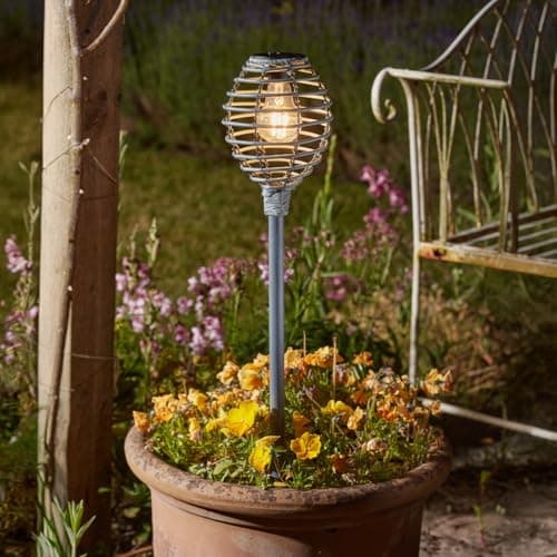 Image of Smart Solar Lumina Faux Rattan Stake Light, Slate - 70cm