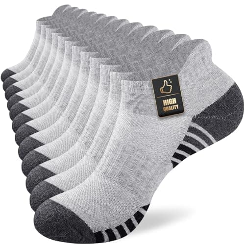 Image of SockWaddles Running Socks Cushioned Ankle Trainer Socks for Men Women Cotton Low Cut Breathable Athletic Sports Socks (6 Pairs) Grey 9-12