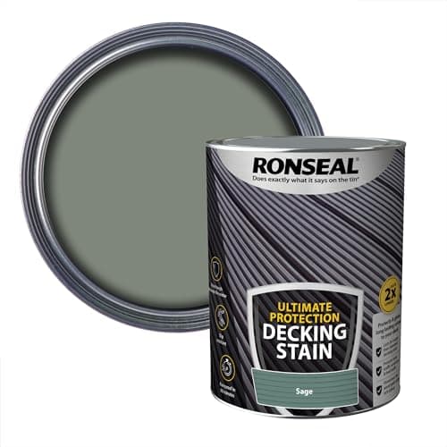Image of Ronseal Ultimate Protection Decking Stain Sage 5L – Long Lasting Weatherproof Finish, Slip Resistant, Durable Decking Protection for Outdoor Wood, Twice the Life of Standard Stains