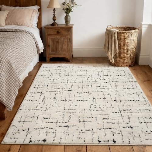 Image of jxgzyy Fluffy Living Room Rug, Large Shaggy Beige Rug for Bedroom with Non-Slip Backing, 1 cm Super Soft High Pile Carpet for Kids Room, Jacquard Teddy Fleece Home Decor, 140 × 200 cm