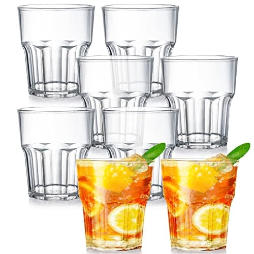 Image of Tebery 8 Pack 250ml Acrylic Plastic Tumblers, Reusable Cups Stackable Plastic Acrylic Drinking Tumblers for Adults Kids Party, BPA Free