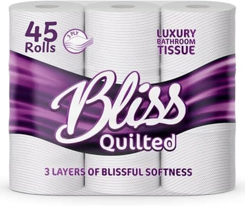 Image of 45 Bliss Essence Luxury Quilted 3Ply 3 ply Bathroom Toilet Tissue Rolls