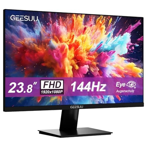 Image of GEESUU 24 Inch Computer Monitor, PC Gaming Monitors 144Hz, 5ms, FHD 1080p, Eye-Care Screen, Lowblue, 99% sRGB, VESA 75x75mm, HDMI 2.0 & DP 1.2